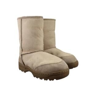 Lamo Shoes Women 8 Boots Winter Comfort Pull On Casual Warm Mens 7 Beige Leather